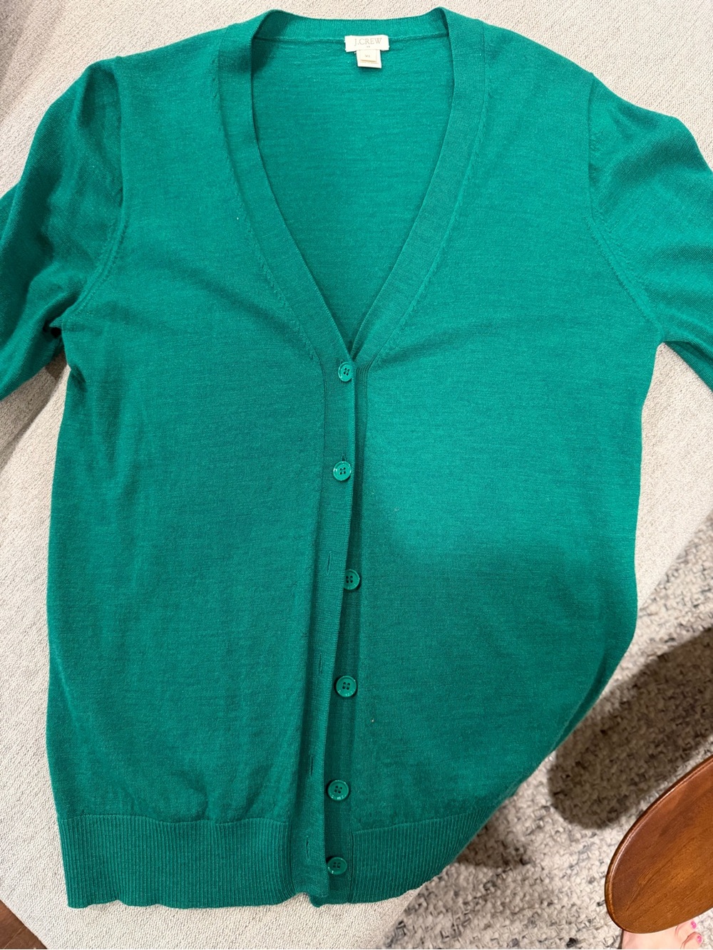J. Crew Emerald Green V-Neck Button Cardigan
